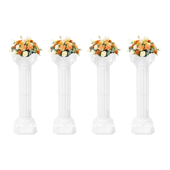 4Pcs Wedding Roman Column Pillars, 34.65 H Inch Artistic Column Greek Pillars Plastic Flower Pots Holder for Indoor Outdoor Wedding Birthday Party Decor