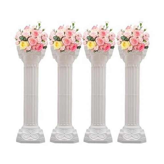 4Pcs Wedding Roman Column Pillars Set, Roman Pillar Greek Columns Elegant Wedding Event Decorative Columns Pillars Decoration Party Flower Pot Columns Decor, Capacity 110LB, 34.65"