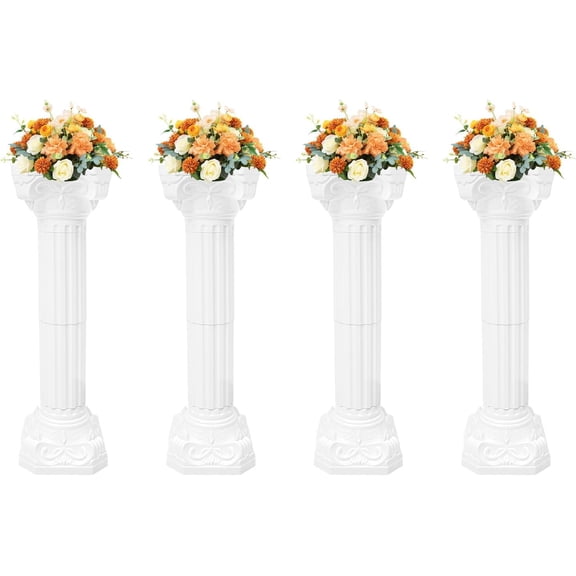 4Pcs Wedding Roman Column, White Elegant Roman Pillars Stand Wedding Event Decorative Columns Tall Wedding Centerpiece Stand for Wedding Party Celebration Decor