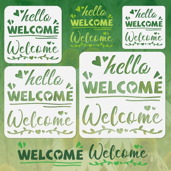 4Pcs Welcome Hello Stencils