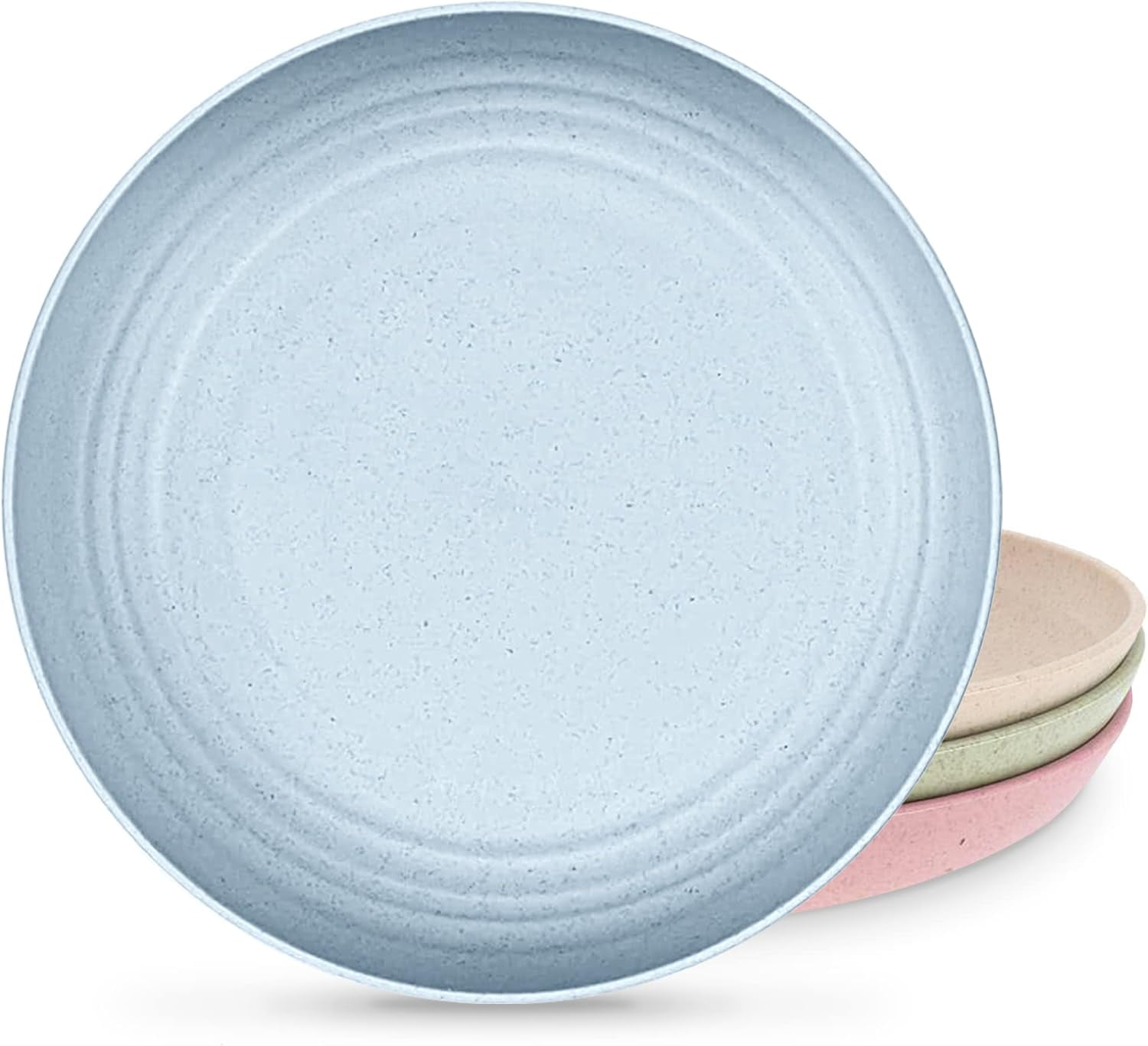 4Pcs Wheat Straw 9 Plates for Camping Dinnerware Set Durable