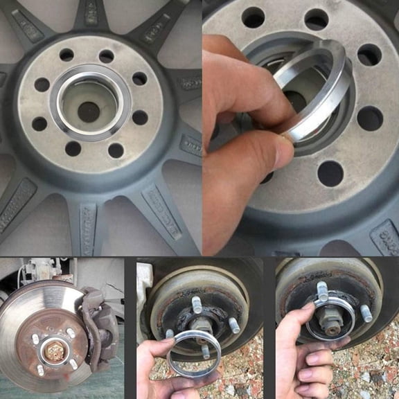 4Pcs Wheel Hub Rings Plated Silver Aluminum Alloy Sturdy Center Bore Adapter for Cars