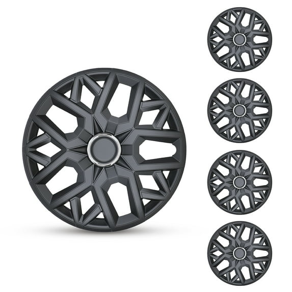 4Pcs Wheel Rims Cover,14 inch Universal Hubcap for Steel Wheel Rims Cover,Snap on Installation with Retention Rings,Black Matte