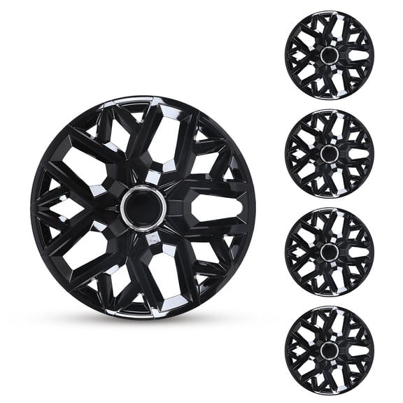 4Pcs Wheel Rims Cover,15 inch Universal Hubcap for Steel Wheel Rims Cover,Snap on Installation with Retention Rings,Black Lacquer