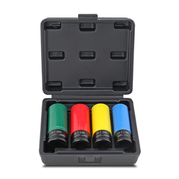 4Pcs Wheel Socket Set Impact Wrench Wheel Protector Impact Socket Socket Spanner Set Plastic Sleeves 17/19/21/22mm