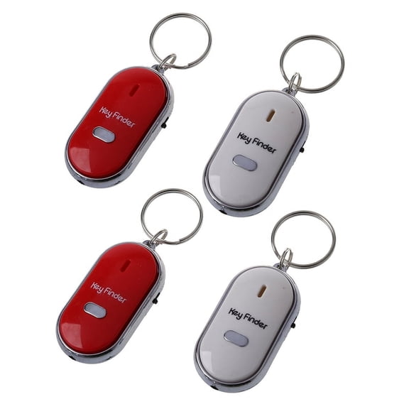 4Pcs Whistle Lost Key Finder Flashing Beeping Locator Remote Keychain LED Ring Key Finder Locator Keychain Whistle-Equipped Lost Item Finder and Elderly Anti-Lost Alarm with Whistle