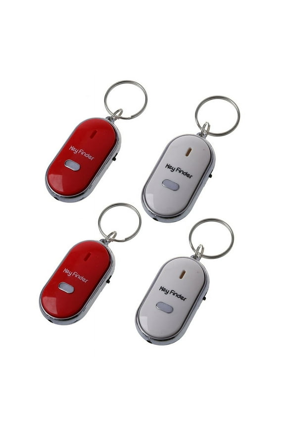 4Pcs Whistle Lost Key Finder Flashing Beeping Locator Remote Keychain LED Ring