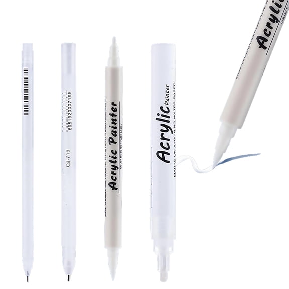 4Pcs White Acrylic Paint Marker Water Resistant Acrylic Highlighter Pen for Sketching Art Drawing Journal Scrapbooking