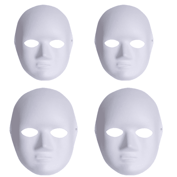 4Pcs White Paper Mache Mask, DIY Paintable Masquerade Mask for Artistic Projects, Theater, Themed Event(2 Size for Men&Women)