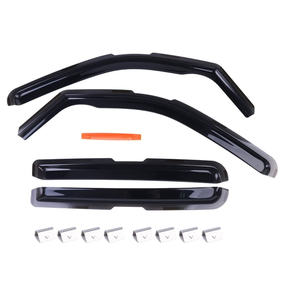 4Pcs Wind Deflectors Compatible for Nissan Frontier 2022-2025 Crew Cab Tape-on Rain Guards for Wind Rain Sun Protection