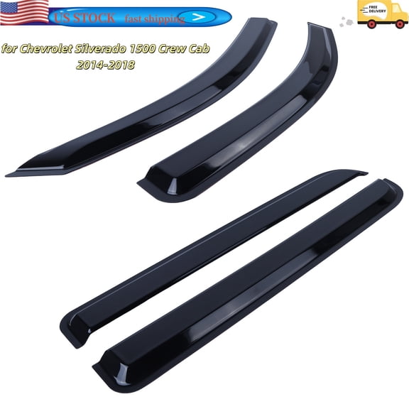 4Pcs Wind Deflectors Window Vent Visors Rain Guard Compatible for Chevrolet Silverado 1500 Crew Cab 2014-2018 Rain Shield Shade Sun Protection Replacement