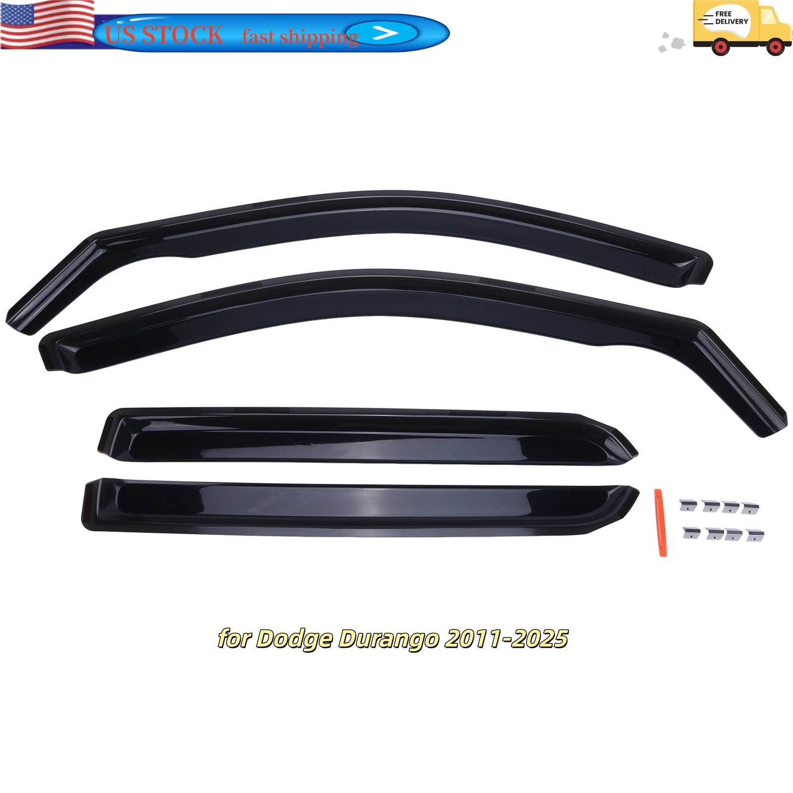 4Pcs Wind Deflectors Window Vent Visors Rain Guard Compatible for Dodge Durango 2011-2025 In-Channel Rain Shield Shade Sun Protection Replacement