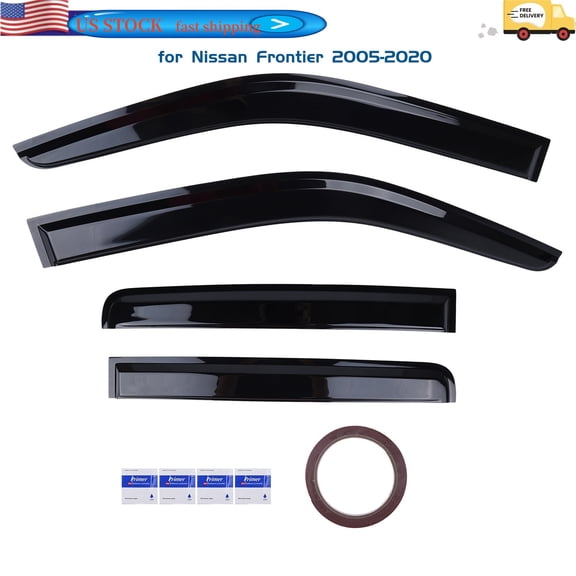 4Pcs Wind Deflectors Window Vent Visors Rain Guard Compatible for Nissan Frontier 2005-2020 Rain Shield Shade Sun Protection Replacement