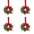 thumbnail image 1 of 4Pcs Window Christmas Wreaths with Bow and Red Berries,10.6inch Mini Artificial Christmas Wreaths for Front Door Mantel Kitchen Cabinet Winter Xmas Decoration, 1 of 7