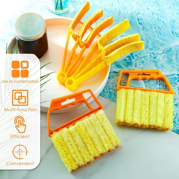 4Pcs Window Venetian Blind Cleaner Duster Tool,Blind Duster for Cleaning,Microfiber 7Finger Duster Brush Dusting Cleaner Tool for Window Shutters Air Conditioner Vinyl Wood Blinds