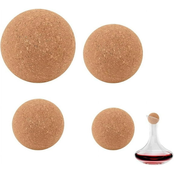 4Pcs Wine Cork Ball 4 Sizes Wine Decanter Cork Stoppers Wooden Cork Ball Stopper for Wine Decanter Bottle Carafe Replacement 2.4Inch/ 6.1cm 1.97Inch/ 5cm 1.57Inch/ 4cm 1.18Inch/ 3cm