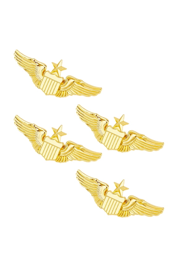 4Pcs Wings Pin Alloy Gold Wing Pilot Badge 2.32'' Costume Lapel Pins Brooch Air Force Wing Pins Metal Aviator Wings Pin for Hat Shirt