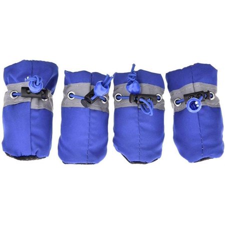 4Pcs Winter Warm Dog Shoes Rubber Anti-Slip Pet Shoes Waterproof Puppy Paws Protector with Elastic Band