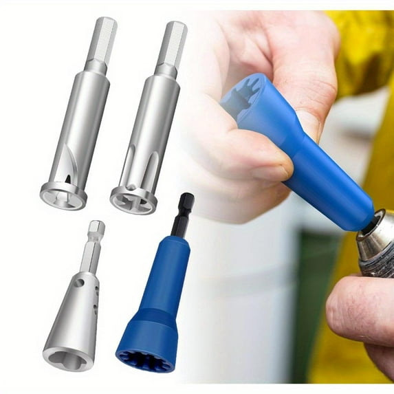 4Pcs Wire Nut Twister with 1/4" Chuck Wire Connector Driver,Wire Twisting Tool,Spin Twist Wire Connector Socket with Wire Stripping Function,Hand Tools Kits,Springtok hand tools