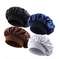 thumbnail image 1 of 4Pcs Women Satin Solid Sleeping Hat Night Sleep Cap Hair Care Bonnet Nightcap For Women Men Unisex Cap bonnet, 1 of 3