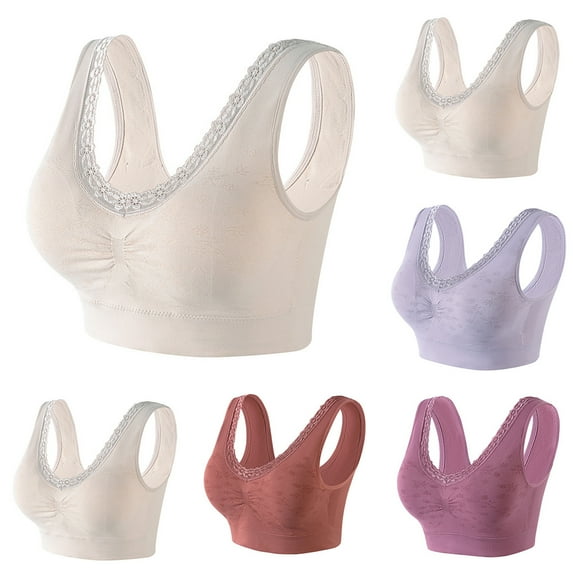 4Pcs Womens Plus Size Bras Clearance Seamless Sports Bra Wirefree Yoga Bra with Removable Pads