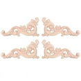 thumbnail image 1 of 4Pcs Wood Carved Corner Onlay Unpainted Applique Frame Door Decors Decal 15x8x0.8cm, 1 of 8