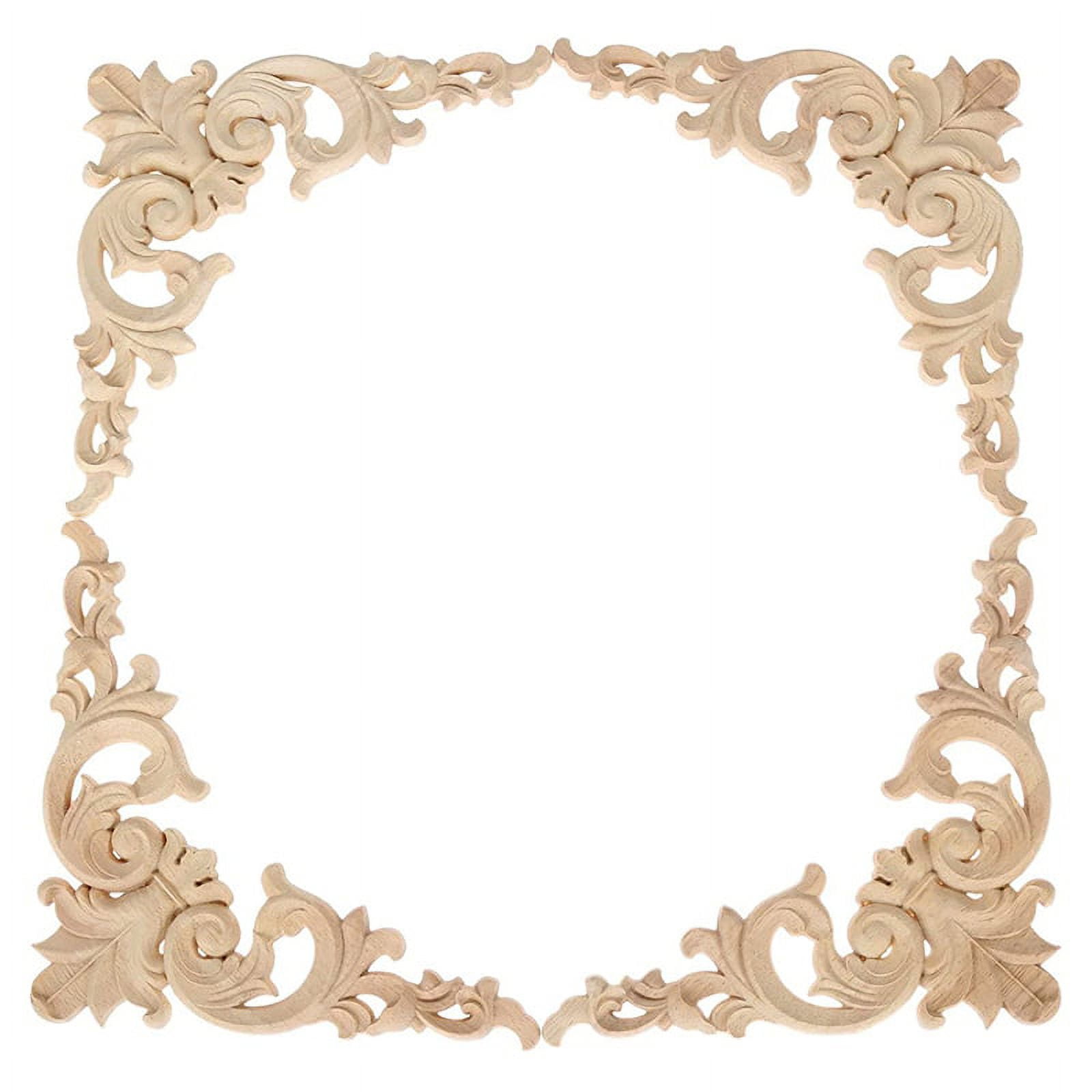4Pcs Wood Carved Mouldings Corner Onlay Applique European Decor 20X20cm