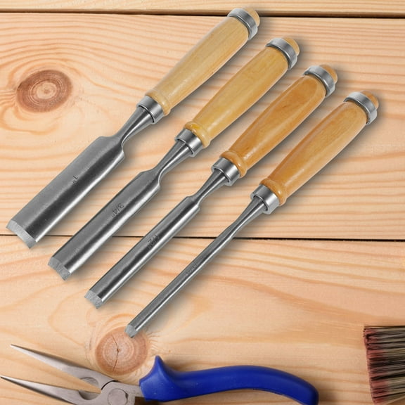 4Pcs Wood Chisel Set Chrome Vanadium Woodworking Chisel Tool Multipurpose Wood Whittling Cutter with Anti Slip Handle Carpenter Chisel Hand Tool for DIY Carpenter Craftsman Beginners Hobbyists
