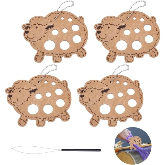 4Pcs Wood Embroidery Thread Plate Embroidery Floss Organizer Sewing Accessories Board 1pc Hair Extension Loop Needle Threader 96x120x5.5mm