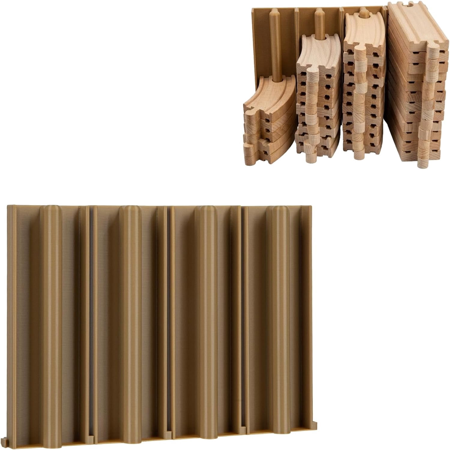 4Pcs Wood Train Tracks Organizer for Brio/Lillabo/Playtive-collection | Stackable Track Holder | Wooden Railway Storage Solution