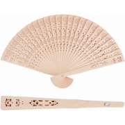 4Pcs Wooden Folding Fan Natural Wood Hand Fan Wedding Handheld Hollow Carved Fans Moon Star Vintage Chinese Sandalwood Held Fans DIY for Christmas Birthdays Home Decoration