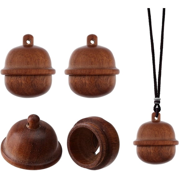 4Pcs Wooden Nut Box Pendants with Screw Cap Secret Canister Openable Bell Charms for DIY DIY Keychain Necklace Crafting Jewelry Making Car Decorations Bells Hanging Accessories Saddle Brown