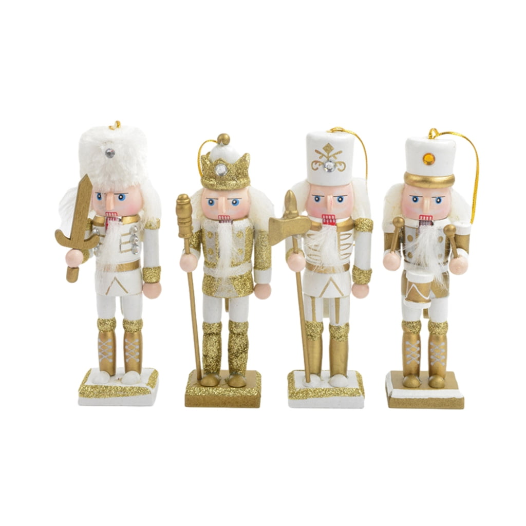 4Pcs Wooden Nutcrackers Solider Figure Model Puppet Doll Handcraft For Children Gifts Christmas