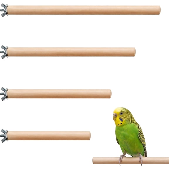 4Pcs Wooden Parrot Perchs Stand, Wood Bird Perch Stand Birds Perches for Cage Wooden Parrot Perchs Stands Cockatiel Cage Sticks for Macaws Small Parakeets Conures Budgies Finches