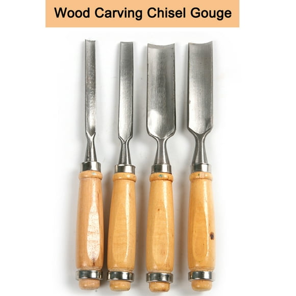 4Pcs Woodworking Chisels Set Wood Carving Gouge Tool 6/12/18/24mm Wood Chisels kit Gift for Artist Carpenter Craftsman