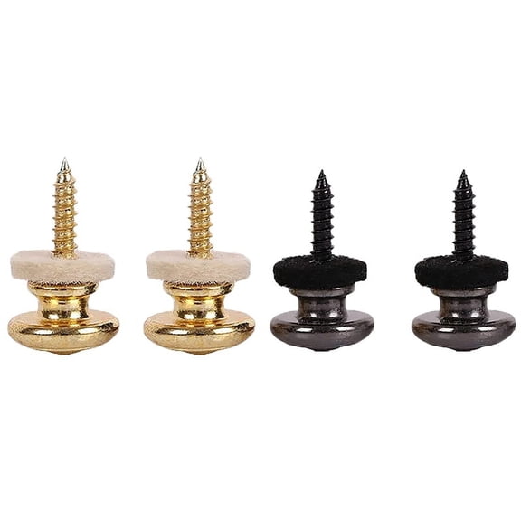 4Pcs Wool Copper Guitar Strap Lock Locking Pegs Pins Mushroom Shape End Button, 2 Pcs Black & 2 Pcs Gold,4 * Strap Lock,Black & Golden