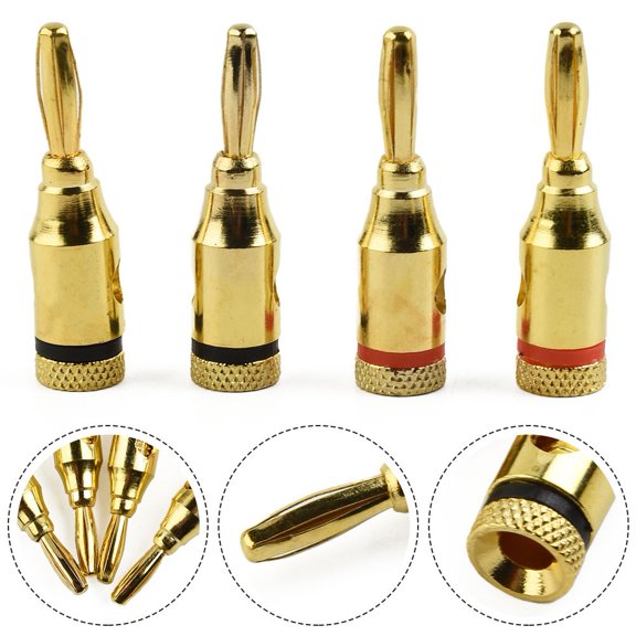 4Pcs X 4Mm Banana Plugs Gold Plated Musical Audio Speaker Cable Wire Connector
