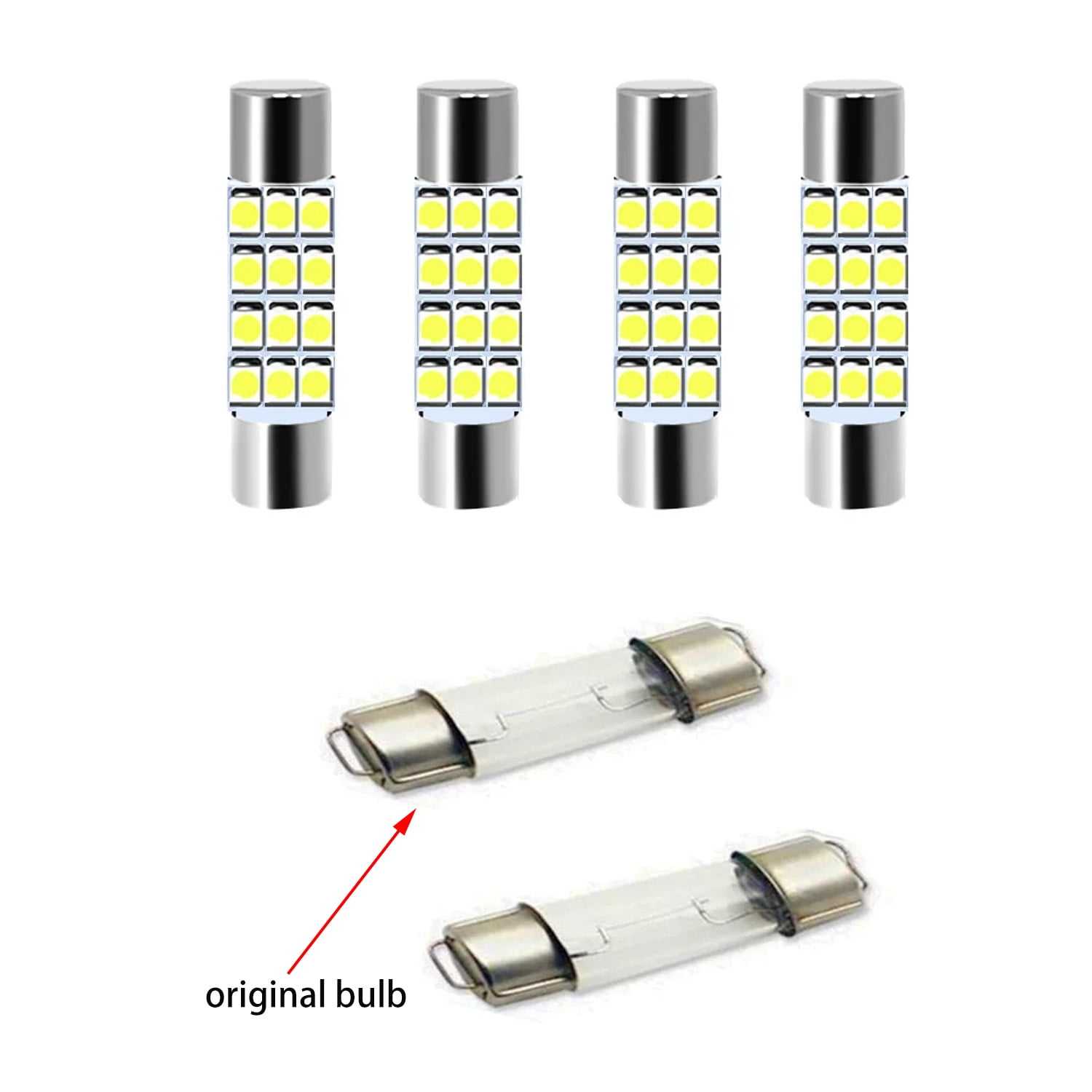 4Pcs Xenon White 12-SMD 578 579 572 211-2 212-2 214-2 LED BULB For ...
