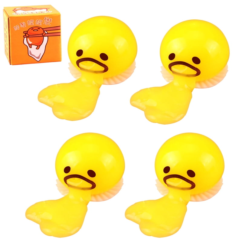 Vomiting Stress Ball, Egg Yolk Slime Ball Prank Toy, Cute Lazy Vomiting  Sucking Ball, Funny Stress Relief Fidget Toys Gag Gifts (4 PCS & 4 Colors)