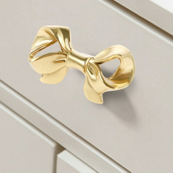 4Pcs Zinc Alloy Bow Knobs Gold Cabinet Handle DrawerBow Drawer Knobs Brass Metal Cabinet Knobs Decorative Single Hole Gold Dresser Knobs
