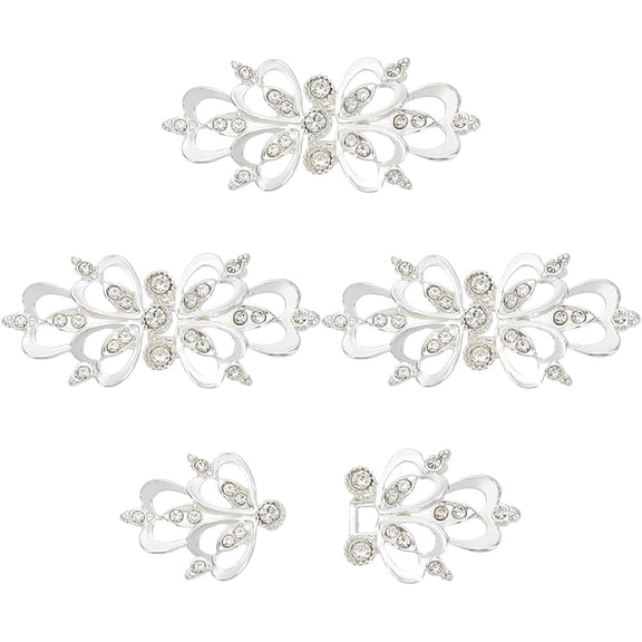 4Pcs Zinc Alloy Rhinestone Snap Lock Clasps Closure Sewing Fasteners for Garment Accessories Silver 61.5x27x8mm Hole: 1.6mm