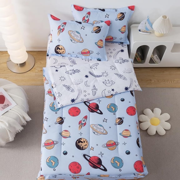 4Pcs Zipper Bedding Twin for Boys Galaxy Bedding Zip Up Comforter Kids Girls Outer Space Comforter with Fitted Sheet Universe Planets All in one Zipper Comforter with Fitted Sheet Decor