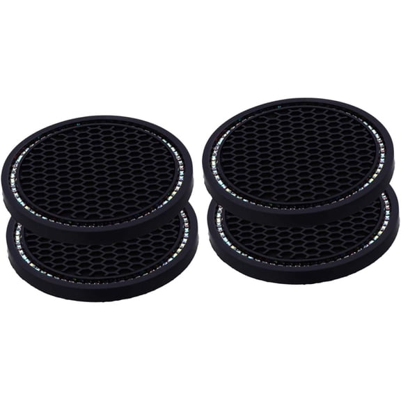 4Pcs car Coaster car Cup mat Rhinestone car Cup Coasters Vehicle Bling Cup Holder Auto Crystal Coasters car Cup Holder Coaster Auto Mug Coaster Drinks Decorate Travel Silica Gel