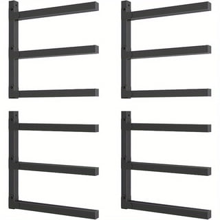 4Pcs heavy-duty wall-mounted wooden storage rack, powder-coated rust-proof steel, wood organizer, easy to install, suitable for indoor and outdoor, workshop - modern minimalist style, rugged construc