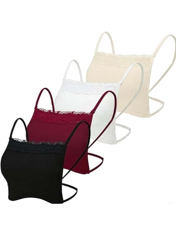 4Pcs lace Camisole Tops for Women Modesty Panel Cleavage Cover Modesty Panel Bra Insert Mock Camisole Bra Guard Black