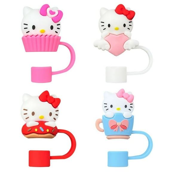 4Pcs sanrio Straw Cover Cap for Stanley Cup 40oz/30oz Tumbler, 10mm Reusable Cute Drinking Straw Topper Accessories, Portable Protector Plugs Decorations Gifts for Kids Party Favors