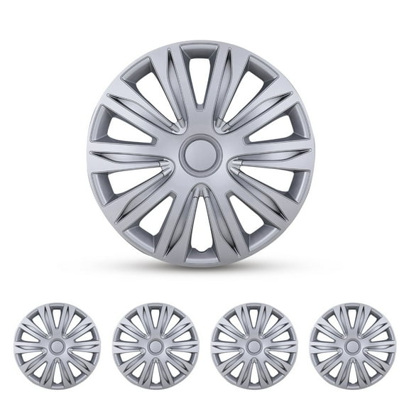 4Pcs/set 13 inch Hubcaps Wheel Cover Replacement 13" Hub Caps Universal Wheel Rim Cover ABS Material Exterior Accessories Snap On Car Truck SUV -13-Inch Silver, LACQUER