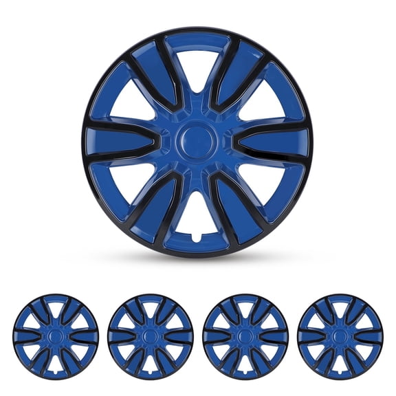 4Pcs/Set 15 inch Universal Wheel Rims Cover Hubcaps Snap on Car Truck SUV Wheel Covers ABS+PC Material (15-inch,Black +Blue Lacquer)