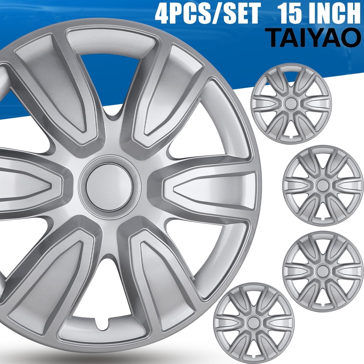 4Pcs/set 15 Inch Universal Wheel Rims Cover Hubcaps Snap On Car Truck SUV Wheel Covers ABS+PC Material （15-Inch, Lacquer)