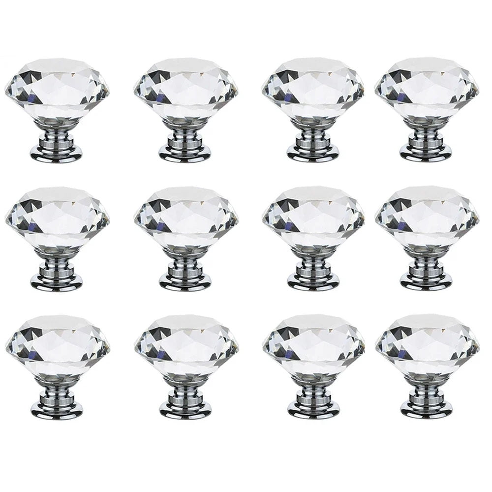 4Pcs/set 30mm Diamond Shape Design Crystal Glass Knobs Cupboard Drawer ...
